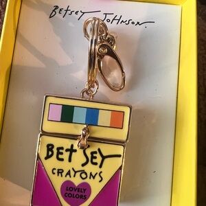 Betsey Johnson Crayon Box Keychain - Yellow and Pink